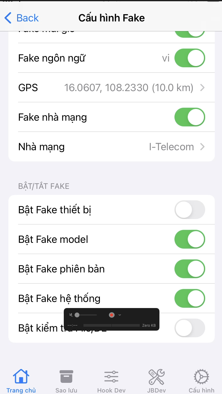 Fake Profile region and location screen